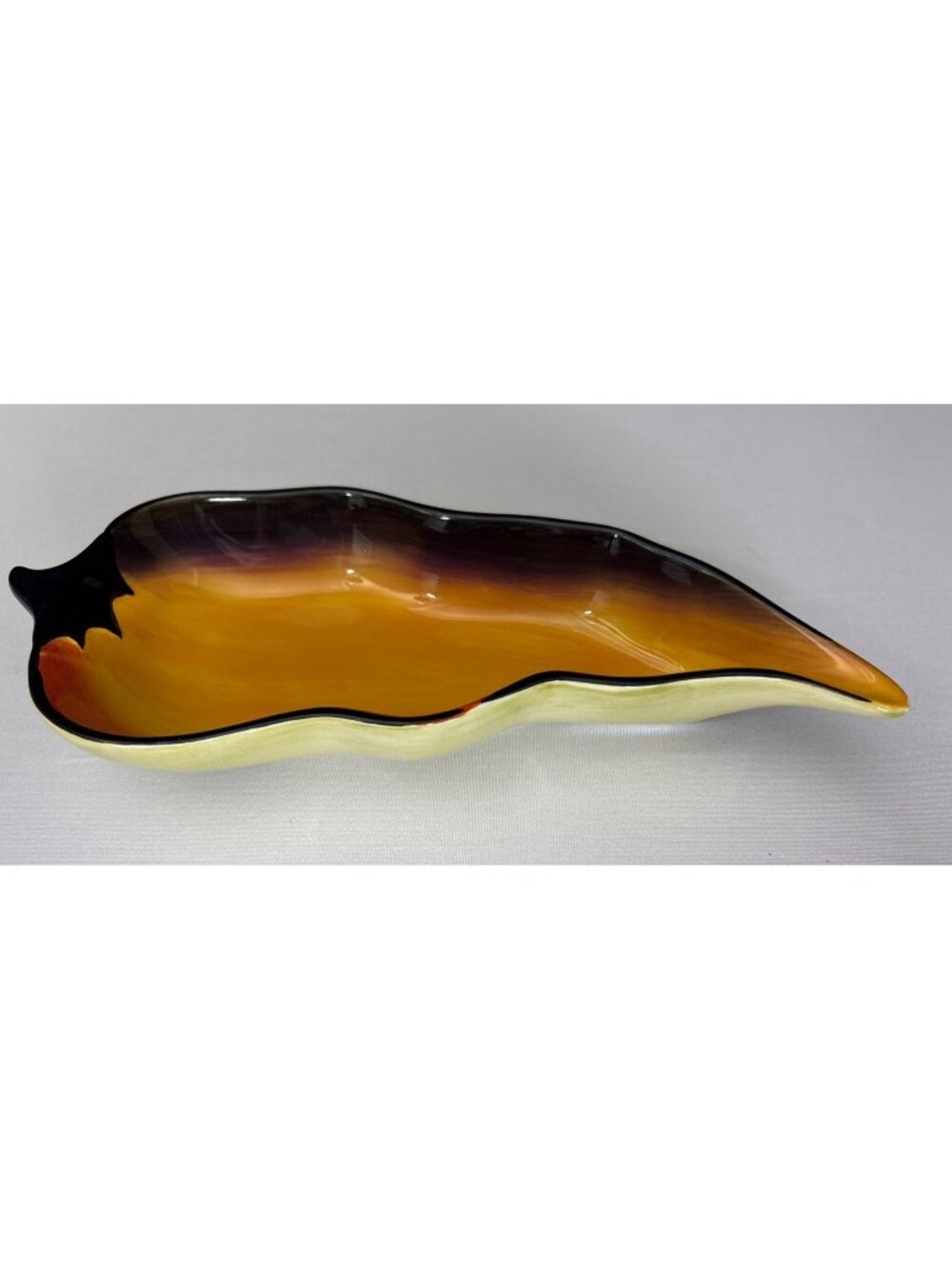 Clay Art Figural Jalapeno Chili Pepper Salsa Condiment Serving Dish Bowl Yellow
